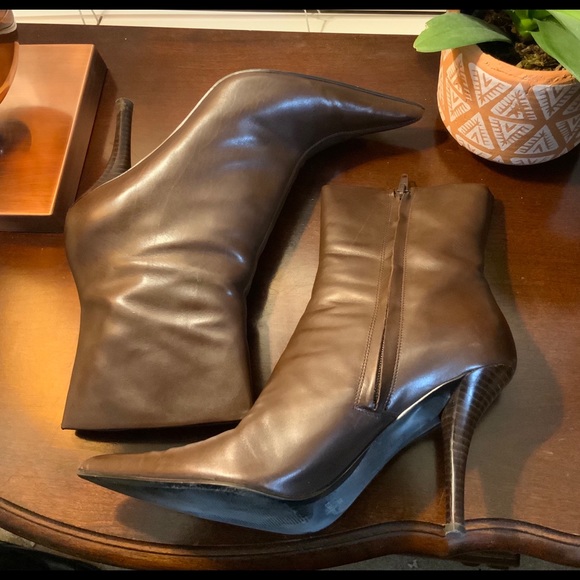Nine West Shoes - Nine West Dark Brown Leather Booties